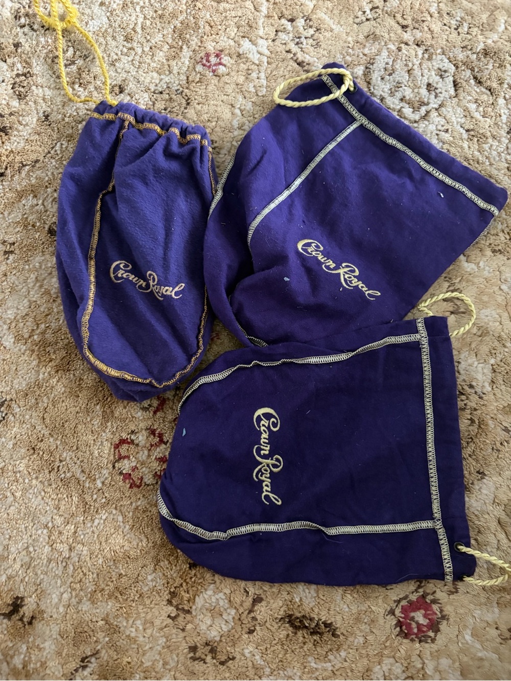 Crown Royal Purple Drawstring Bags - Pack of 3 iconic storage crafts